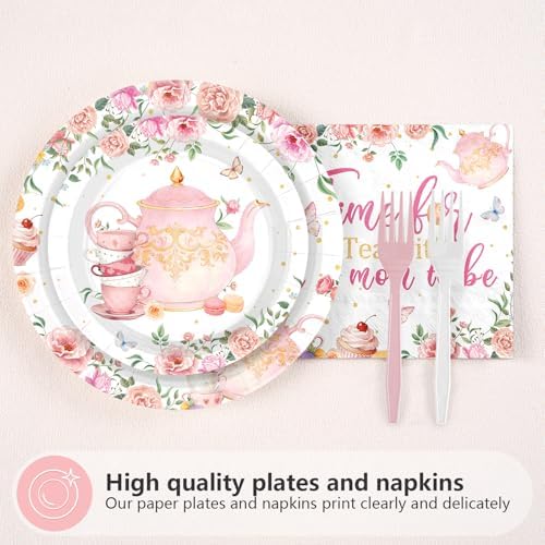 96Pcs Tea Themed Mom to Be Sash BabyShower Party Decorations Serves 24 - Image 2
