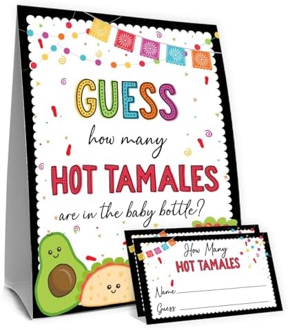 Taco Bout Love Decorations,Fiesta Guess How Many Baby Shower Game,Guess How Many Hot Tamales are in the Jar,Birthday Party Game & Activities 50 Cards and Sign by Unknown