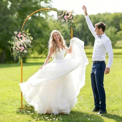 6.6 FT Wedding Arch Backdrop Stand for Party, Balloon Arch Stand, Wedding Arches for Ceremony, Metal Gold Arch Frame Backdrop Stand for Bridal Baby Showers Birthday Decoration Photo - Image 4