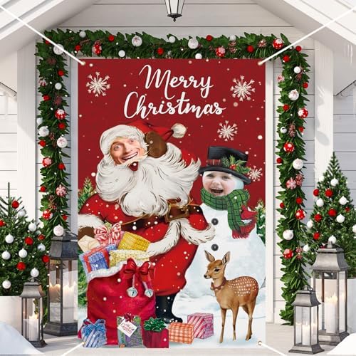 Lunmon 6x4 ft Christmas Photo Booth Door Cover Santa,Christmas Party by Lunmon