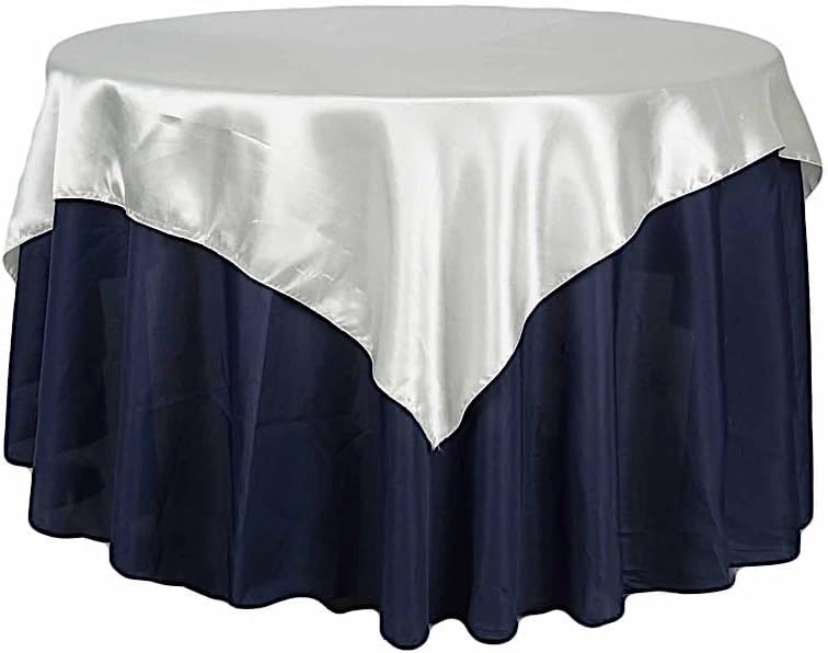 Balsa Circle 10 pcs 72x72 inch Ivory Square Tablecloth Satin Fabric Overlays Linens | Table Cloths Cover for Wedding Party Banquet Reception Events Decoration Kitchen Dining Events Kitchen Dining by BalsaCircle