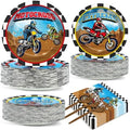Qyeahkj 200 Pcs Dirt Bike Party Decorations Motorcycle Birthday Party Supplies Dirt Bike Theme Party Paper Plates Set Motocross Party Plates and Napkins Motor Theme Party Tableware for Boys Serves 50 by Qyeahkj
