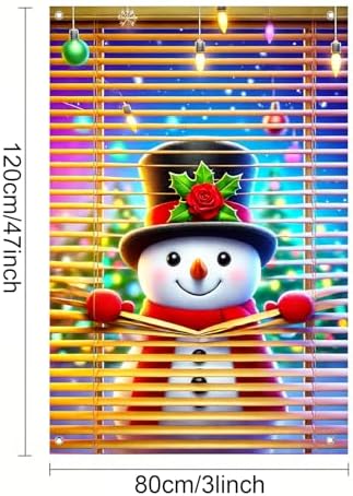 BlissYard Snowman Fireplace Christmas Window Banner 31x47 Fabric - Image 3