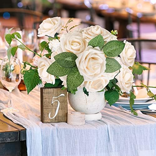 AmyHomie Champagne Rose 25pcs Real Looking Artificial Flowers w/Stem - Image 4