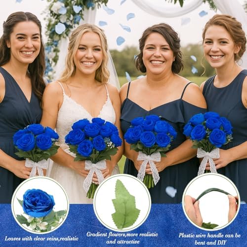 Geosar 16 Bundles Artificial Peonies Flowers,Royal Blue - Image 3