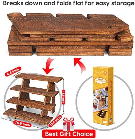 Manspdier Wooden Display Stand Wood Cupcake Stands Rustic Wood Risers - Image 5