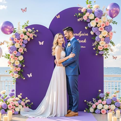 7.2 ft Arch Backdrop Cover Purple - Double-Sided Spandex Arch Covers Stretchy Backdrop for Balloon Arches Birthday Party Baby Shower Banquet Wedding Photo Background - Image 5