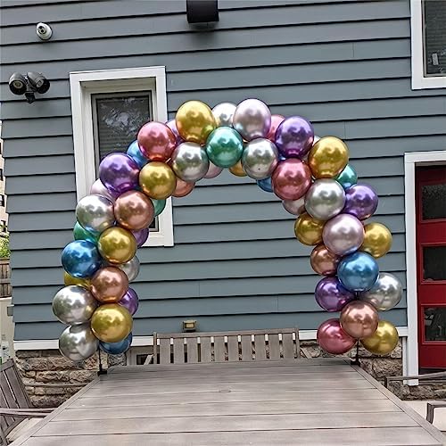 Metallic Balloons, 12 Inch Rainbow Chrome Balloons, 35Pcs Assorted Colors Multicolor Metallic Purple Red Green Blue Silver Rose Gold Latex Balloons for Kids Birthday Wedding Carnival Party Decorations - Image 4