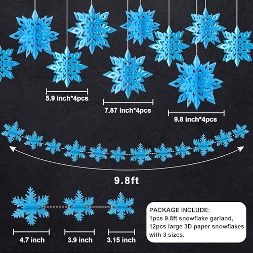 24PCS Hanging Snowflake Decorations Winter Wonderland Party Supplies - Image 5