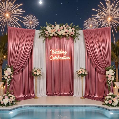 20x10ft Thick Rose Gold Glitter Backdrop Curtain Panels for Parties, Wrinkle Free Sequin Sparking Photo Backdrop Drapes, 4 Panels 5x10ft Shimmer Back Drop Cloth for Wedding Birthday Photography by Outpain