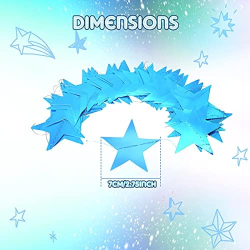 Patelai 130 ft Star Garland Banner Decor,Holographic Blue - Image 3