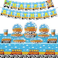 Cartoon Cowboy Birthday Supplies, Cute Funny Happy Birthday Tableware for Kid, Party Decoration Supplies with Banner, Tablecloth, Plate, Paper Cup, Napkin by Unknown
