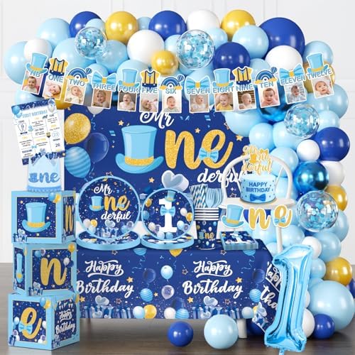 237pcs Mr Onederful Birthday Decorations Complete Party Set by Unknown