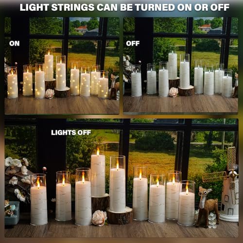 Nimiko Flickering Flameless LED Candles,Battery Operated Candles 24 Pcs with Embedded Star String,Acrylic LED Pillar Candles with Remote,Suitable for Home Decoration to Create an Atmosphere (White) - Image 3