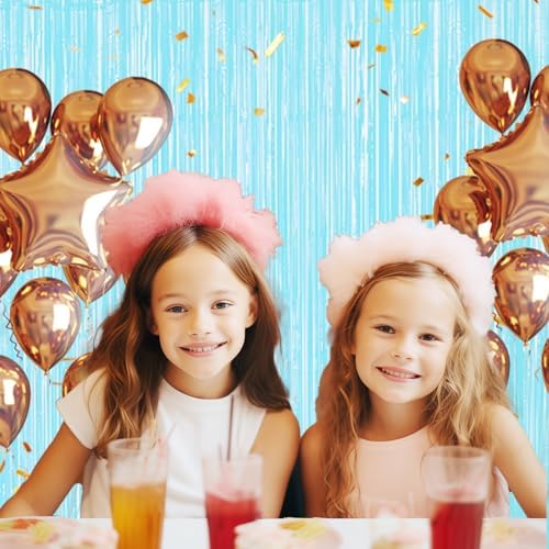 DECOCKRAT 3 Pack Foil Fringe Backdrop - Pastel Blue Shiny Tinsel Curtains for Party Decoration/Photo Booth Props - 3.3x8.2 FT Metallic Foil Backdrop for Birthday, Wedding, Graduation, Christmas. - Image 4