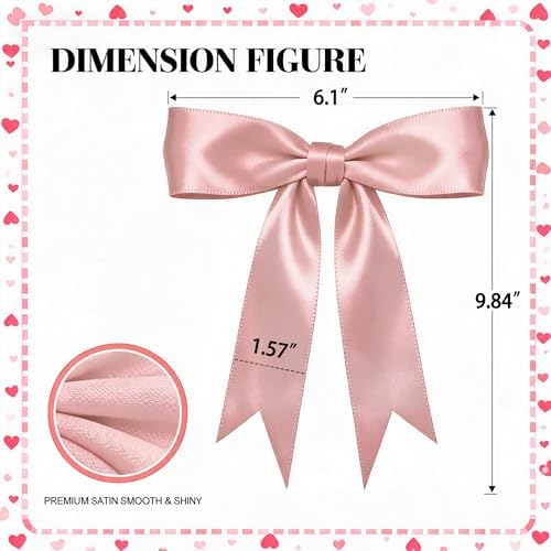 1 String Pink Bow Garland Banner Decorations, Pre-Strung Satin Ribbon Bows for Birthday, Baby Shower, Bridal Shower, Coquette Girls Room, Bow Themed Party, Wedding, Christmas Tree Decorations - Image 3