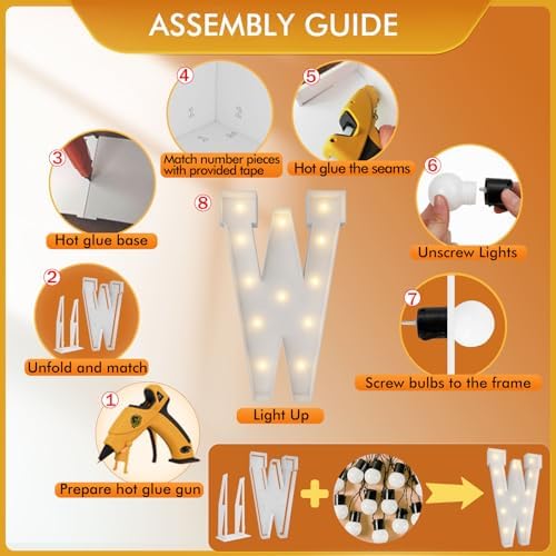4FT Marquee Letters, Large Light Up Letters W for Party Decor - Image 3