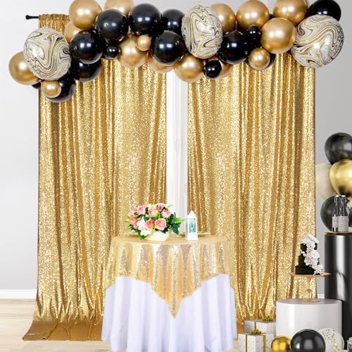 PartyDelight Gold Sequin Backdrop Curtains 5x10ft 2 Panels - Image 6