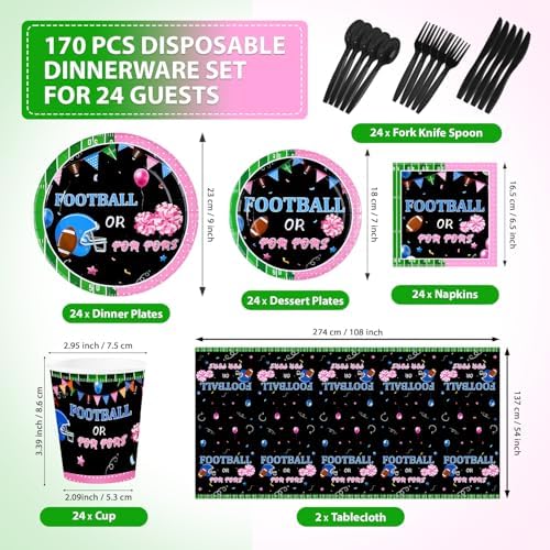 170Pcs Football Gender Reveal Football or Pom Poms Decorations Serves 24 - Image 2