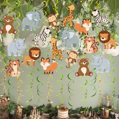 Safari Animal Party Streamers, 48 Pcs Jungle Theme Hanging Swirl Decorations - Hippo, Lion, Zebra & More for Birthday, Holiday, Classroom & Party Decor - Image 4