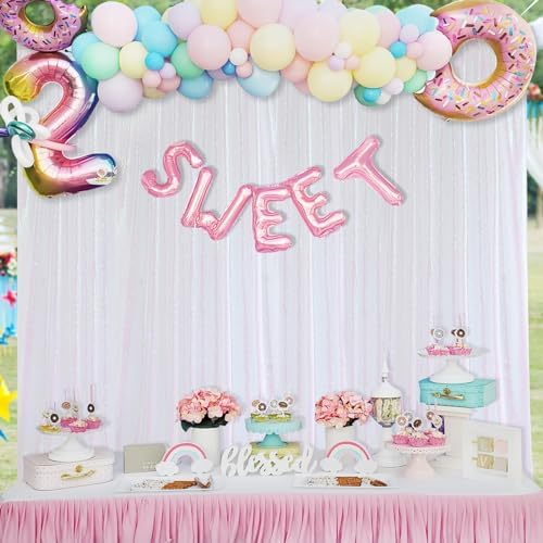 White Iridescent Sequin Backdrop 7ft x 7ft Glitter Photo Booth Backdrop - Image 3