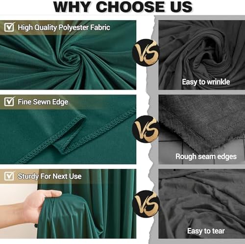 20x10ft Hunter Green Backdrop Curtain Panels for Parties - Wrinkle Free Polyester Photo Curtain Backdrop Wedding Back Drop Fabric Drapes for Party Decorations Background for Photography - Image 6
