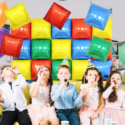 25PCS Red Yellow Blue Green Square Foil Balloons Wall Backdrop - Image 6