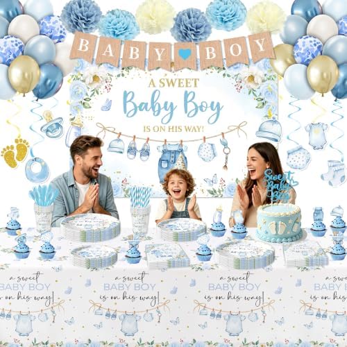 Baby Shower Decorations Boy, Blue Baby Boy Shower Party Supplies - Image 6