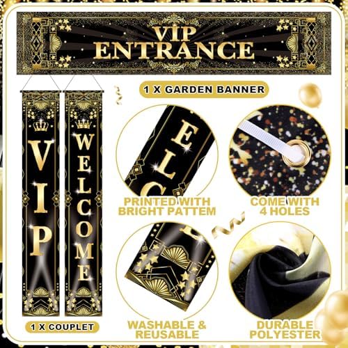 Smoothnovelty 3 Pcs Gold VIP Entrance Banner - Image 2