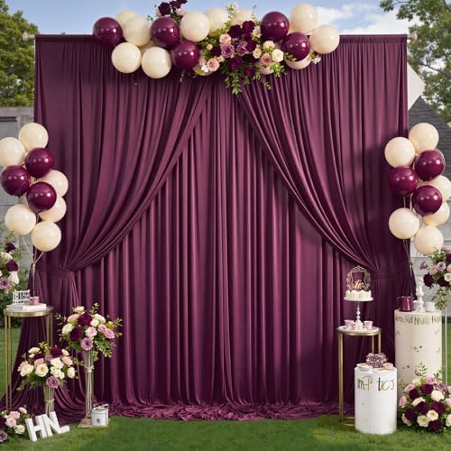 20x12 ft Burgundy Backdrop Curtains for Weddings, Birthdays and Photos - Image 2