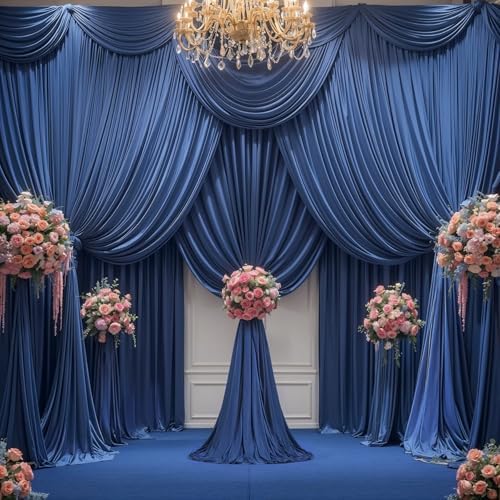 40x10FT Navy Blue Backdrop Curtains for Wedding Parties, Wrinkle Free Polyester Photography Backdrop Drapes for Wedding Baby Shower Birthday Parties Stage Background Stand Decorations 4x10ft,10 Panels - Image 5