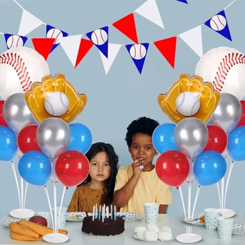 Naozinebi 4 Sets Baseball Birthday Party Balloons Stand Kit Party Decor - Image 5