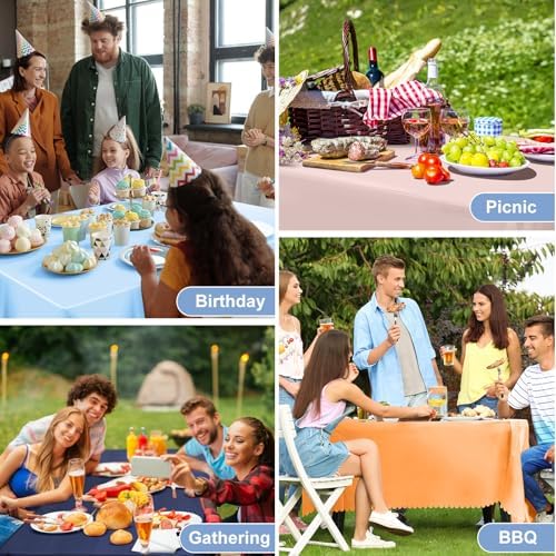 NatNarr 6 Pcs Light Blue Tablecloth, Scalloped Baby Blue Table Cloths - Image 6