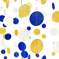 Royal Blue Gold White Party Polka Dot Garland Dark Blue Glitter Gold White Hanging Paper Circle Dots Streamer for Birthday Graduation Wedding Shower Retirement Nautical Party Decorations Supplies by pinkblume