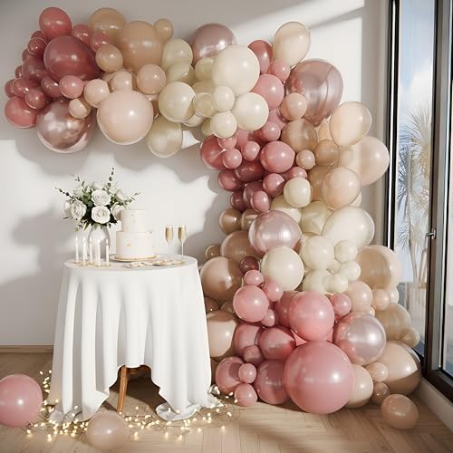 Vellax 146-Pc Balloon Garland Kit, Dusty Pink, Nude & Rose Gold DIY by Vellax