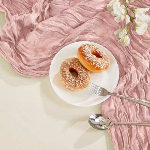 6 Pack Dusty Pink Cheesecloth Table Runner 35×120 Inch Fall Boho Home Decor - Image 4