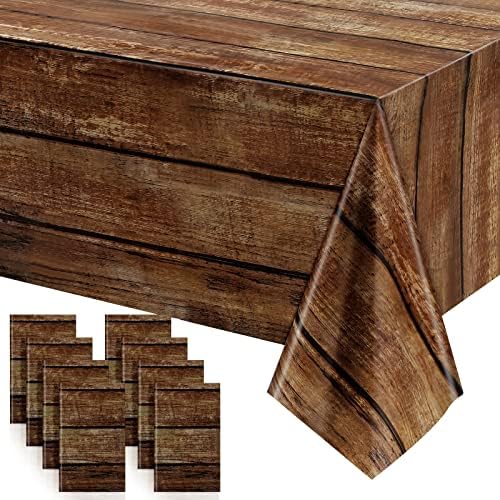 Irenare 8 Pcs Brown Wood Grain Western Tablecloth Plastic by Irenare