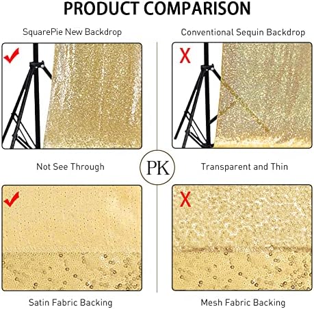 SquarePie 5x7ft Gold Sequin Backdrop, High Density Non-Transparent Glitter Curtain for Photography, Birthday, Wedding Party Decorations, Thick Solid Background with 4" Rod Pocket, 1 Panel - Image 5