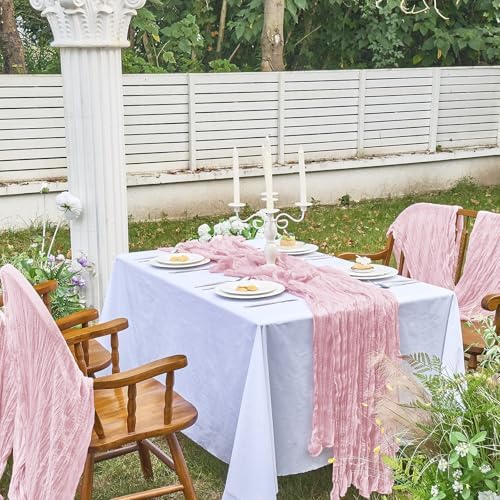 4 Pack Pink Cheesecloth Table Runner for Birthday Party Home Decor - Image 7