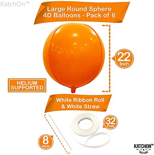 KatchOn, Orange Balloons - 22 Inch, Pack of 6, Metallic Foil Balloons - Image 3