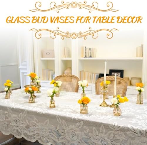 Champagne Bud Vases in Bulk 24 Packs Amber Glass Vase for Decor Centerpieces, Small Ribbed Vases for Flowers Stripe Modern Bud Vases Vintage Vases for Floral Wedding Party Table Decoration Home Decor - Image 3
