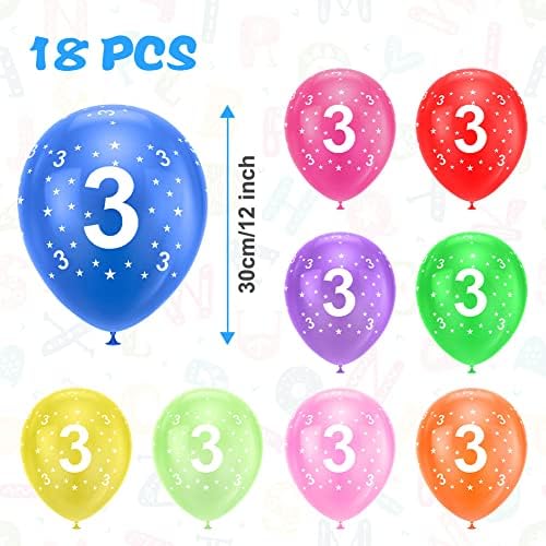 Ainiv 3rd Birthday Balloons 18PCS, 12inch Numbers Printed Latex Balloons - Image 2