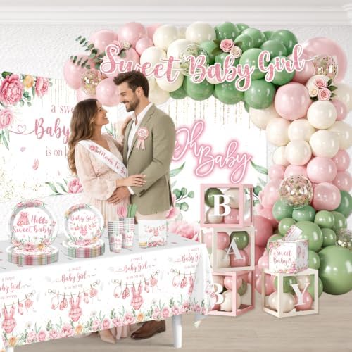 Cocomigo 338PCS Baby Shower Decorations for Girl Party Set, Serves 25 - Image 6