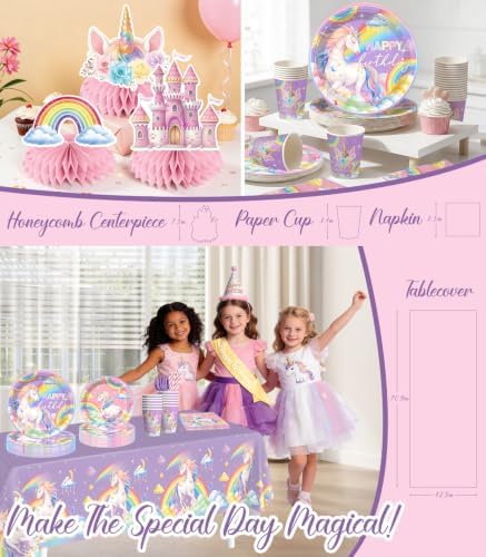 296pcs Unicorn Birthday Decorations for Girl, All-in-One, Set for 25 Guests - Image 5