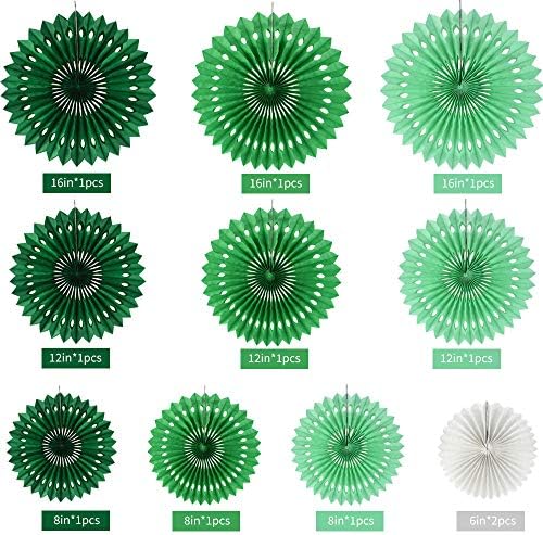 BEISHIDA Honeycomb Round Paper Fans Green White Hanging Party Decoration - Image 2