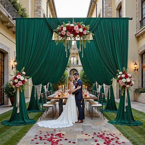 20ft x 15ft Hunter Green Backdrop Curtains for Wedding Parties, 4 Panels Extra Long Wrinkle Free Fabric Drapes Photo Backdrop for Baby Shower Birthday Stage Reception Lobby Decoration - Image 4