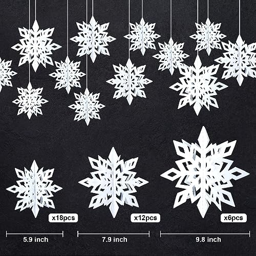 36PCS Hanging Snowflake Decorations Winter Wonderland Party Supplies - Image 2