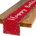 Artoid Mode Polka Dot Red Happy Birthday Table Runner, Seasonal Christmas Winter Kitchen Dining Table Decoration for Home Party Decor 13x72 Inch by ArtoidMode