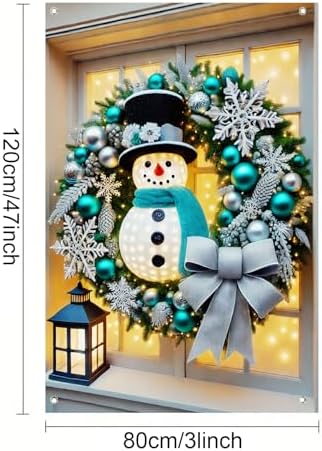 BlissYard Christmas Snowman Window Cover 31x47 Inch Polyester - Image 3