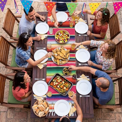 Tegeme 2 Pcs Mexican Table Runners 14 x 84 Inch Cotton,Fresh Style - Image 5